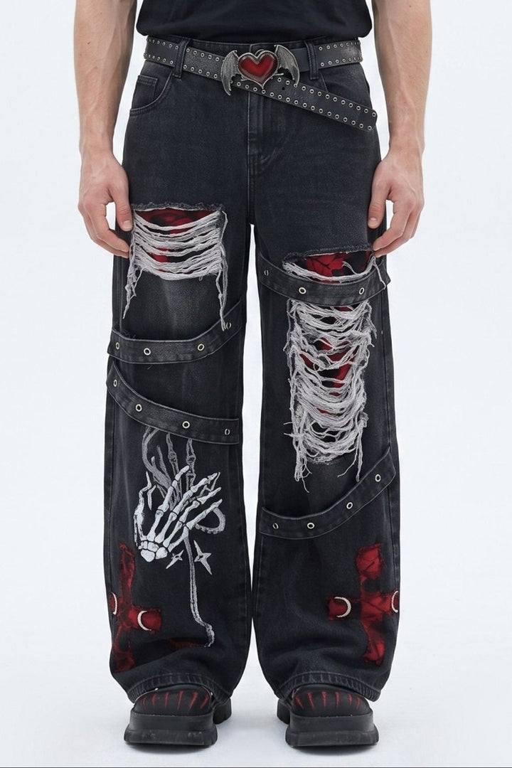 Distressed Wide Jeans  na2582