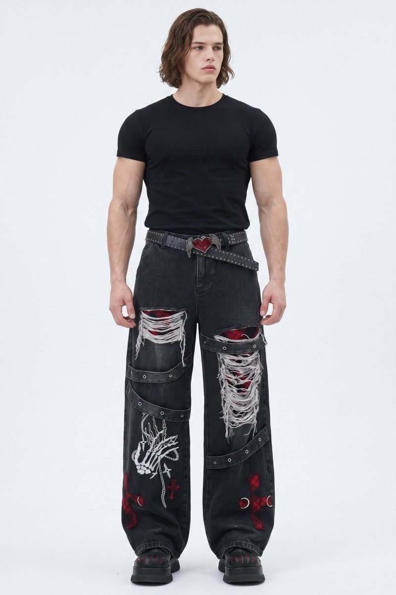 Distressed Wide Jeans  na2582
