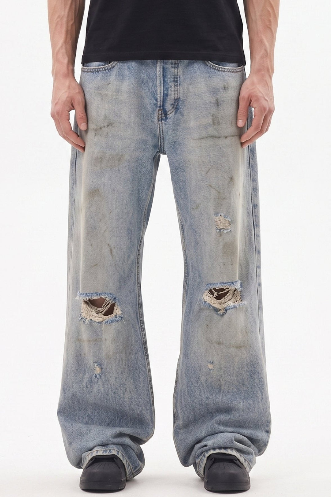 Distressed Wide Jeans  na2682