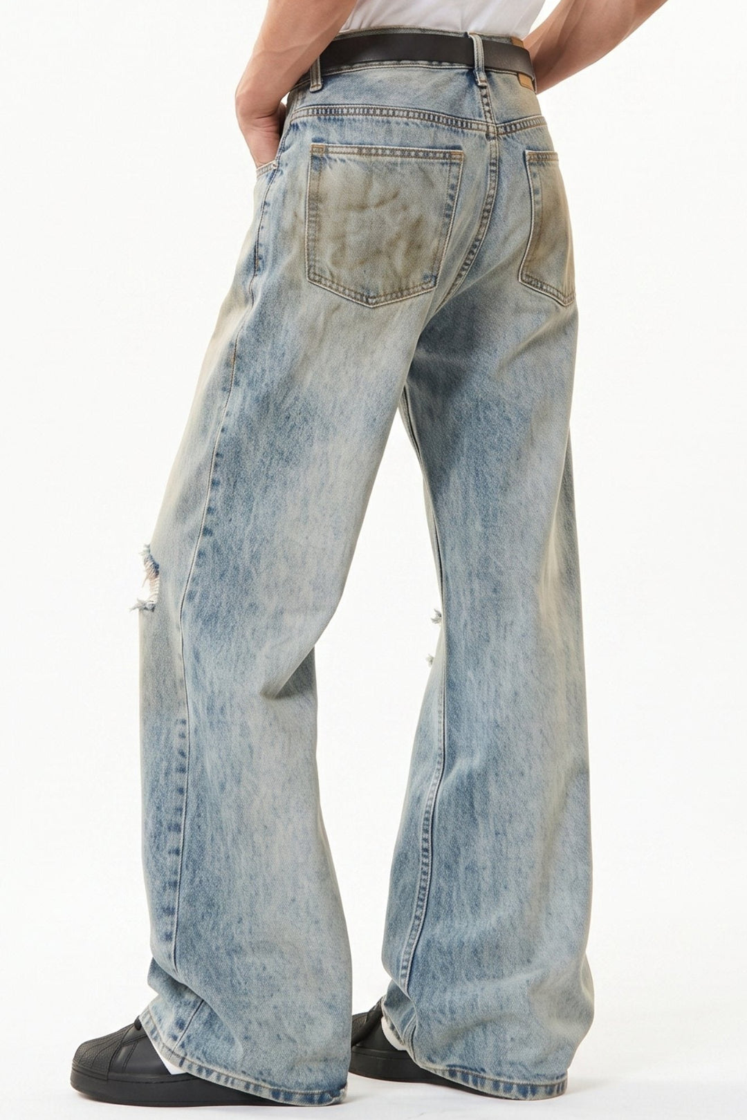 Distressed Wide Jeans  na2682