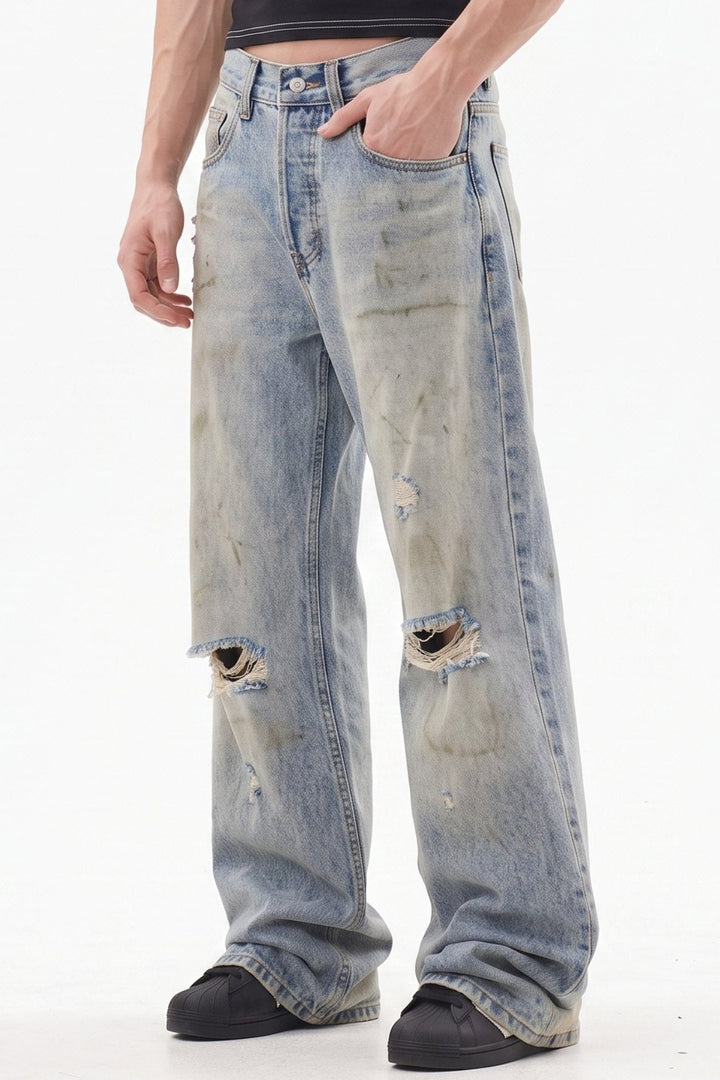 Distressed Wide Jeans  na2682