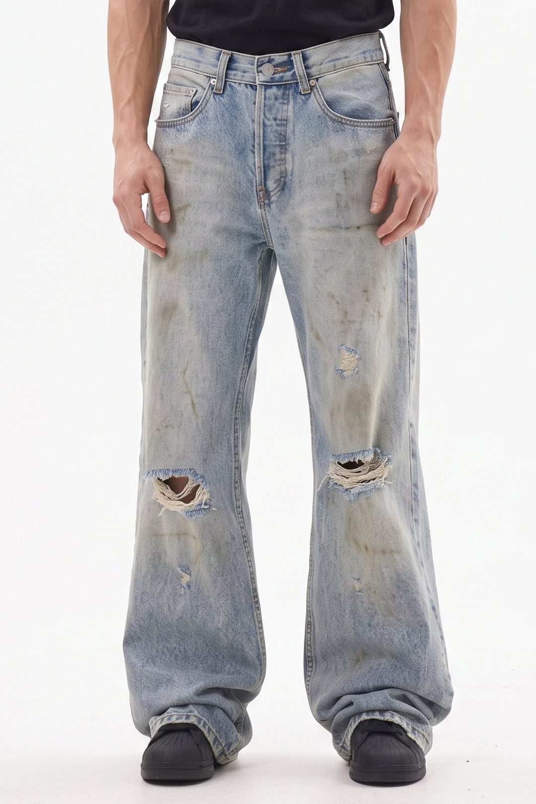 Distressed Wide Jeans  na2682