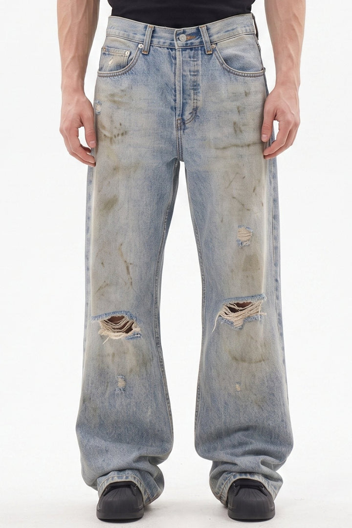 Distressed Wide Jeans  na2682