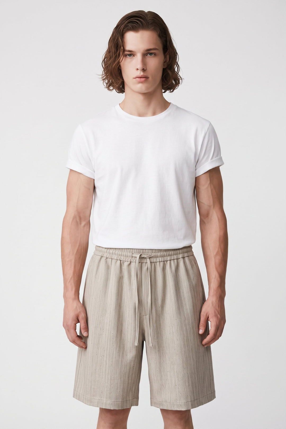 Drawstring Wide Shorts na2707