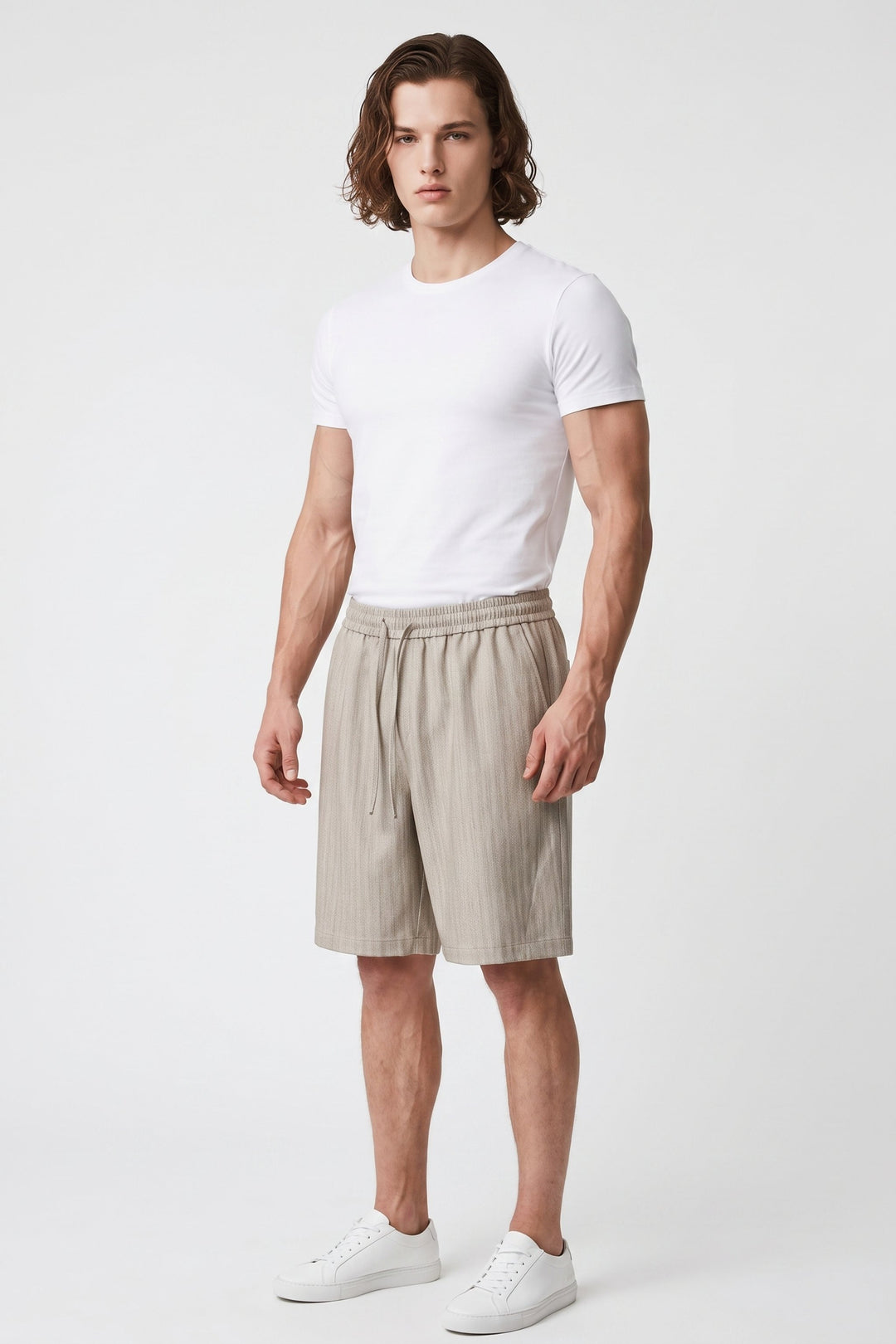 Drawstring Wide Shorts na2707