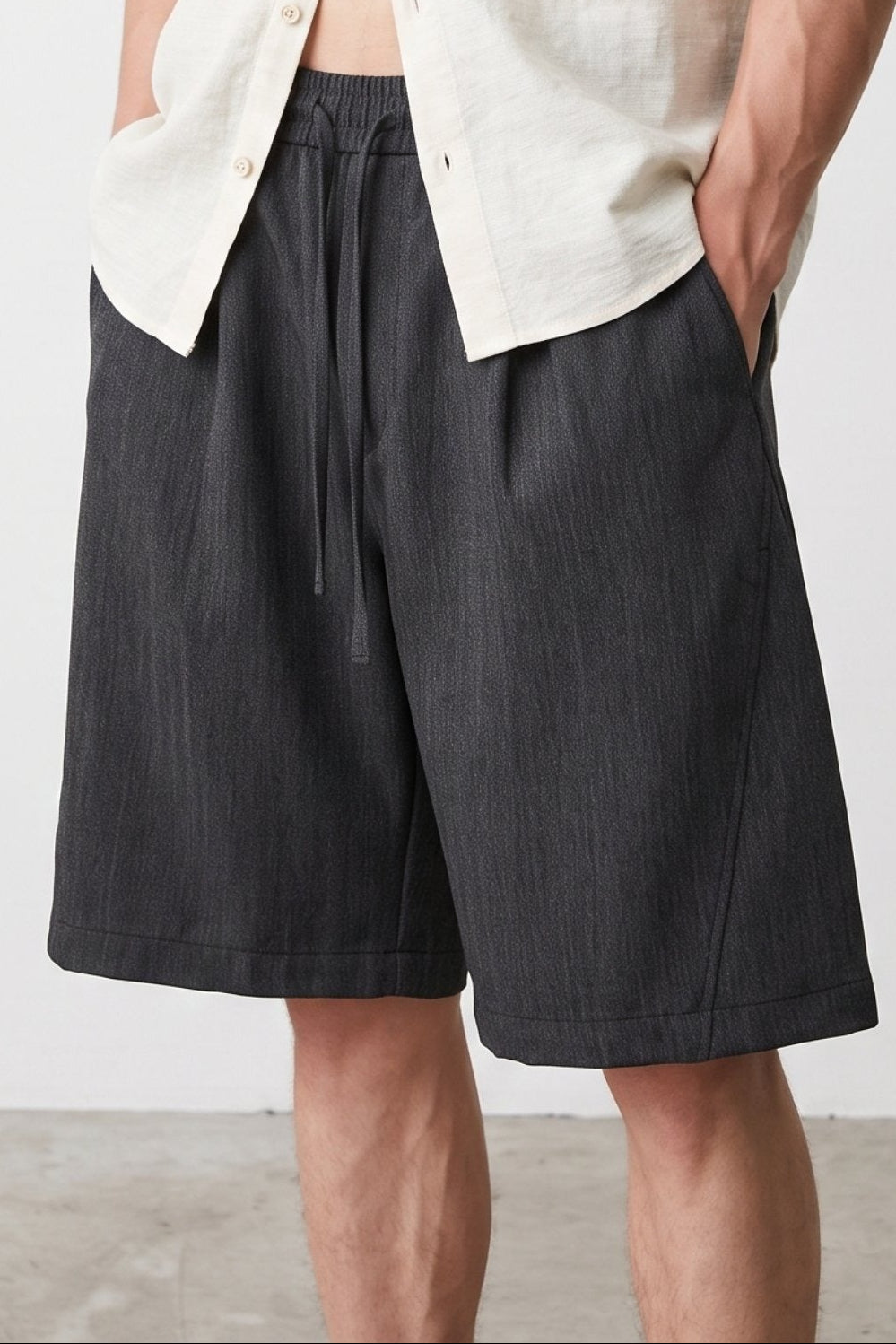 Drawstring Wide Shorts na2707