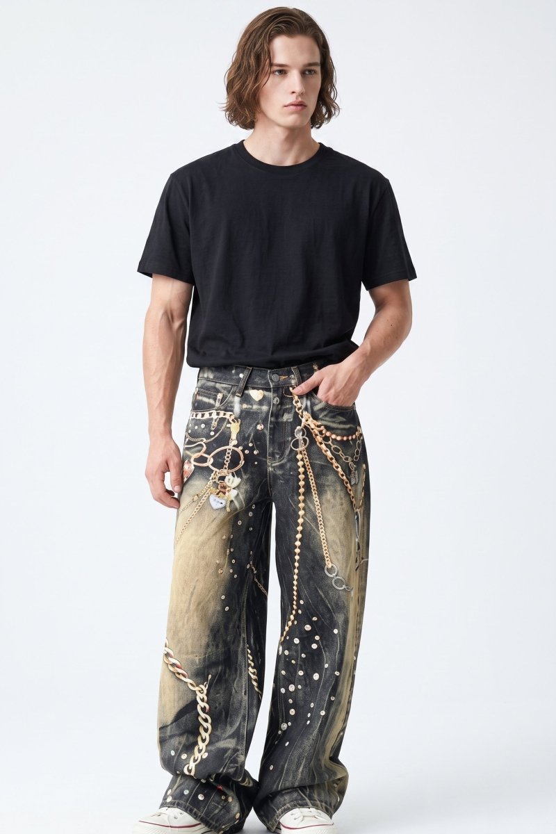 Chain Print Jeans  na2585