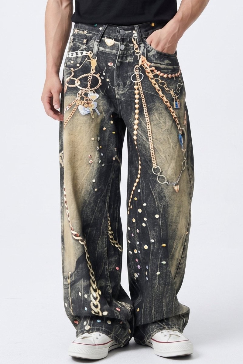 Chain Print Jeans  na2585