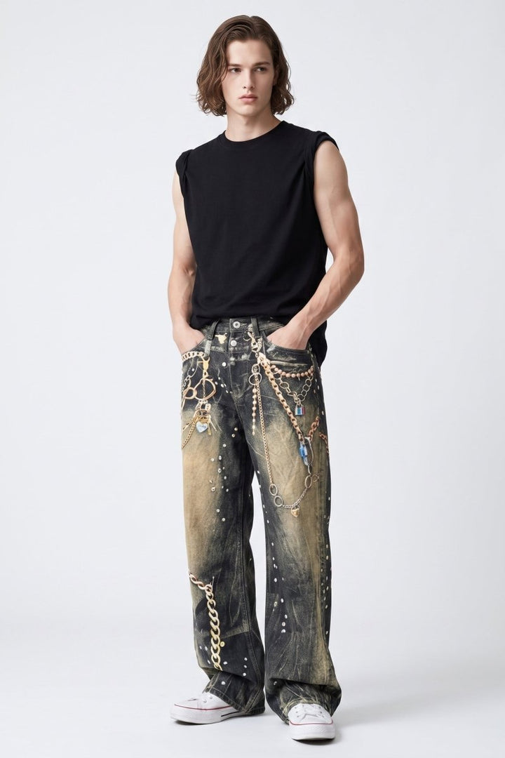 Chain Print Jeans  na2585