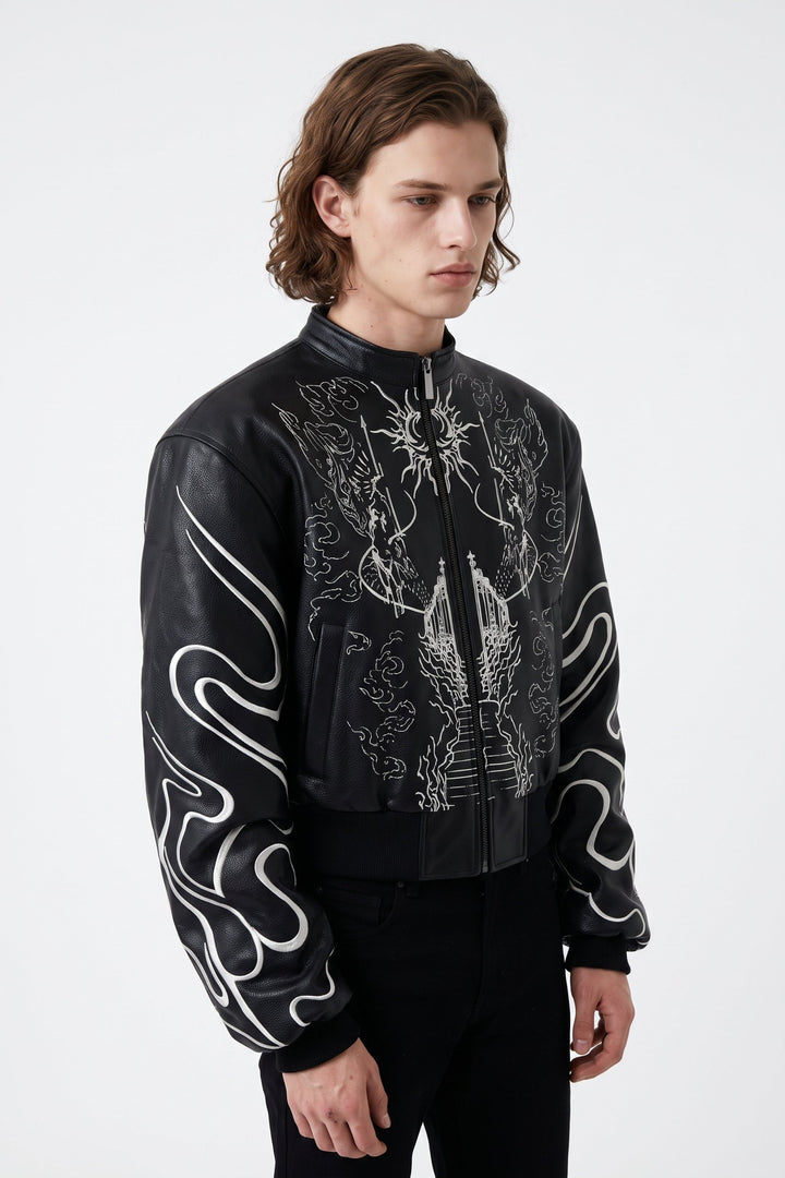 [sale] Embroidered Bomber Jacket