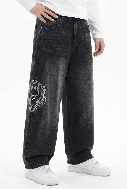 Embroidered Baggy Jeans na2844