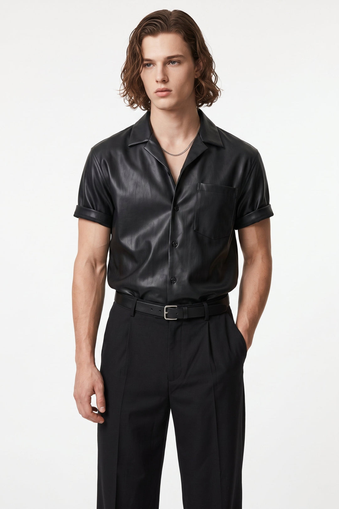 Faux Leather Shirt  na2690