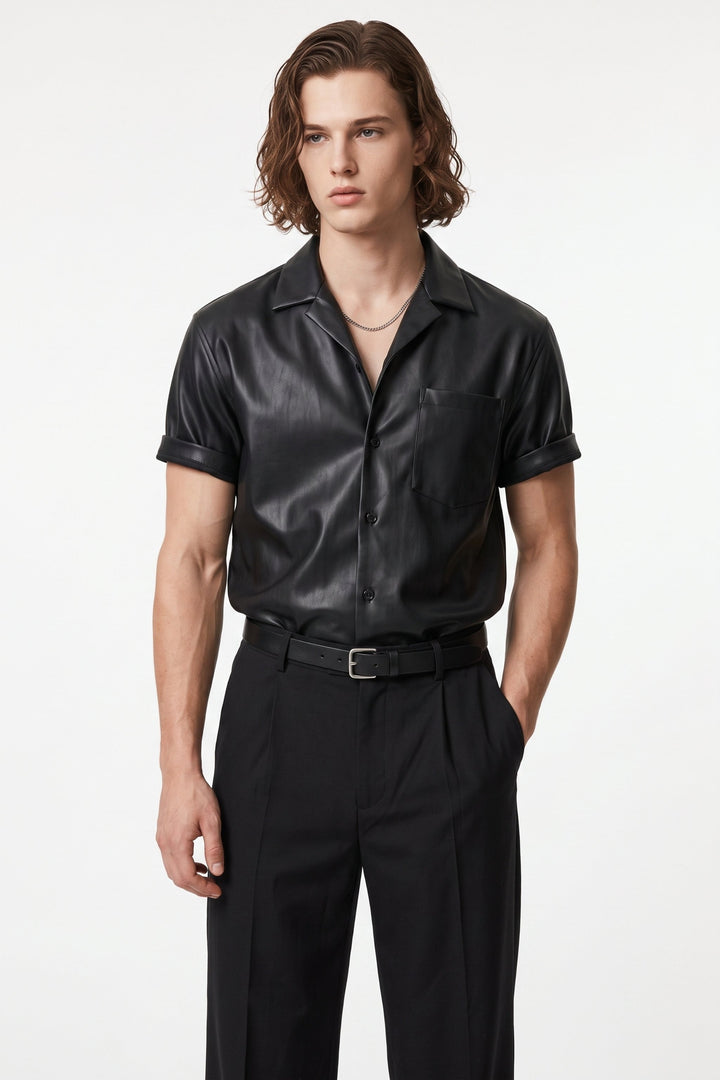 Faux Leather Shirt  na2690