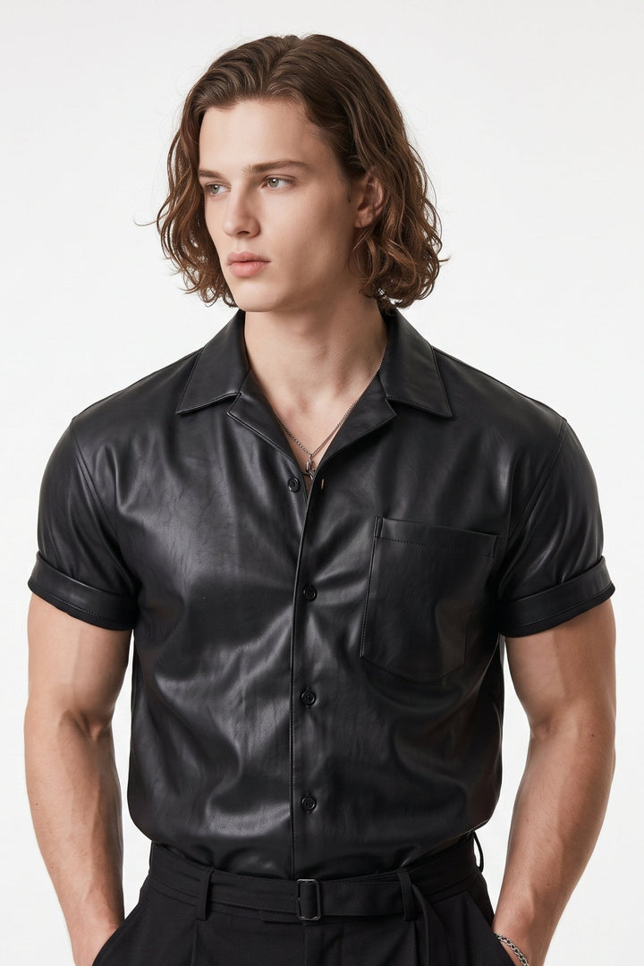 Faux Leather Shirt  na2690