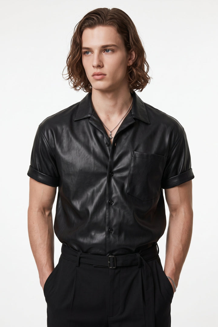 Faux Leather Shirt  na2690
