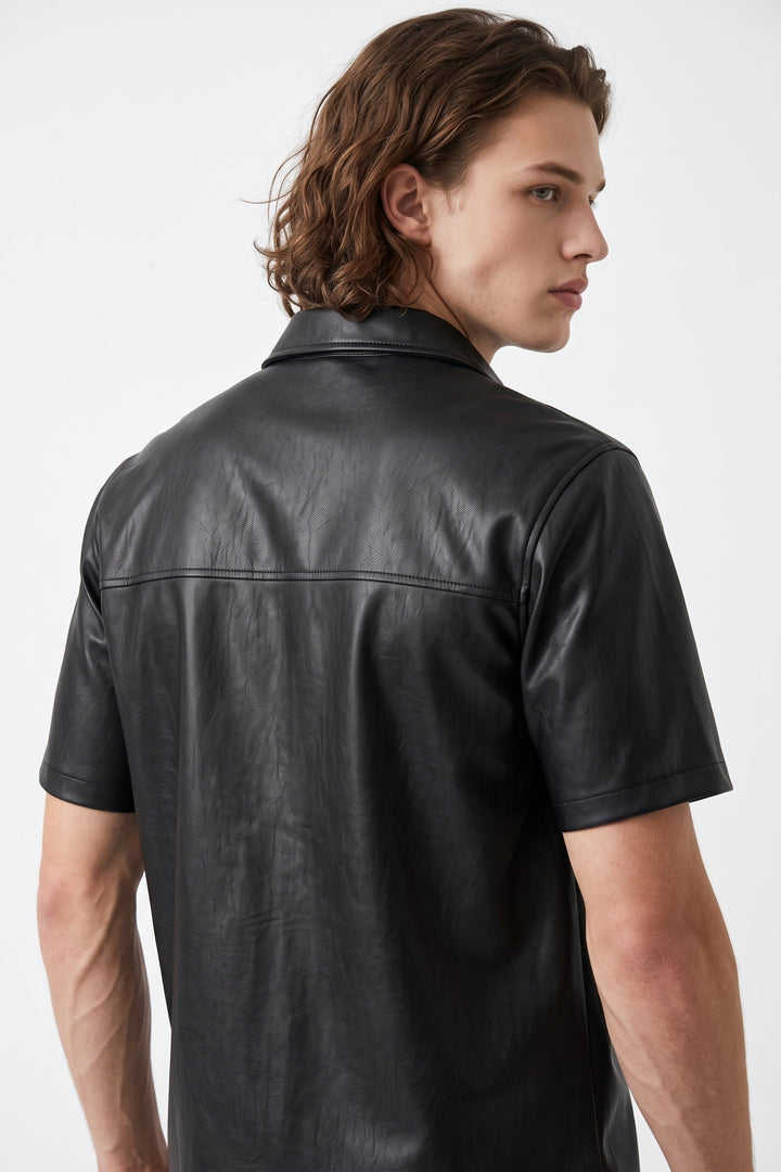 Faux Leather Shirt  na2690