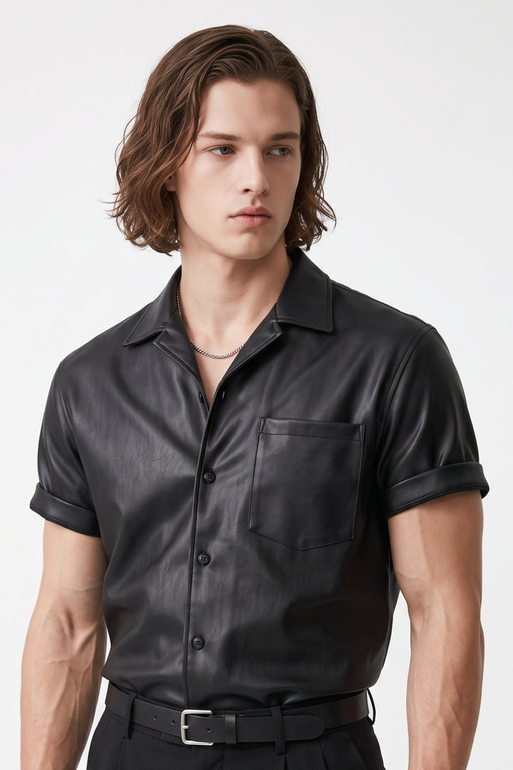 Faux Leather Shirt  na2690