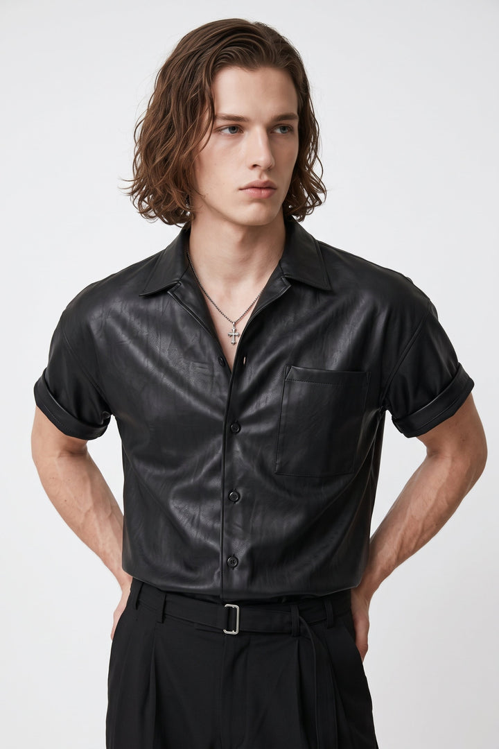 Faux Leather Shirt  na2690