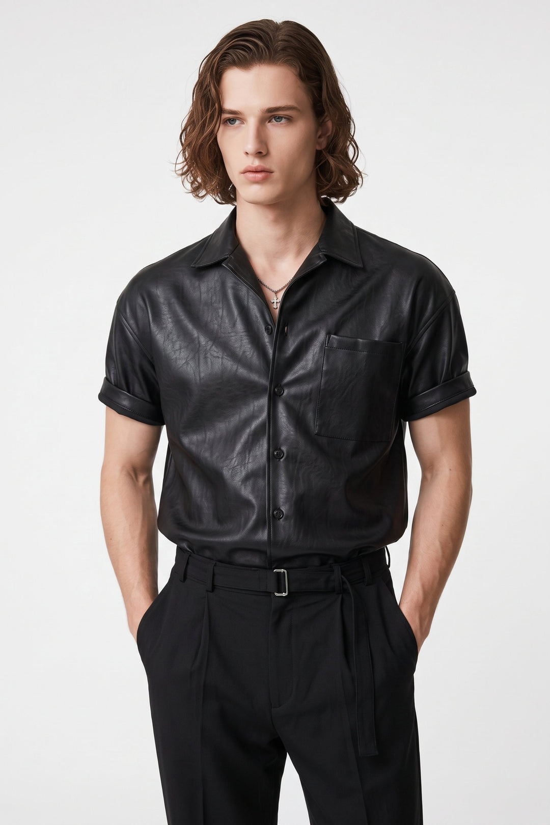 Faux Leather Shirt  na2690
