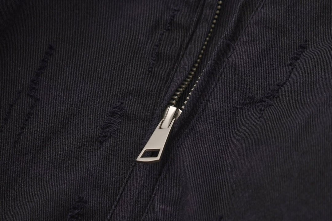 [Nanostudio]Black Oversized Nylon Zip Jacket na2226