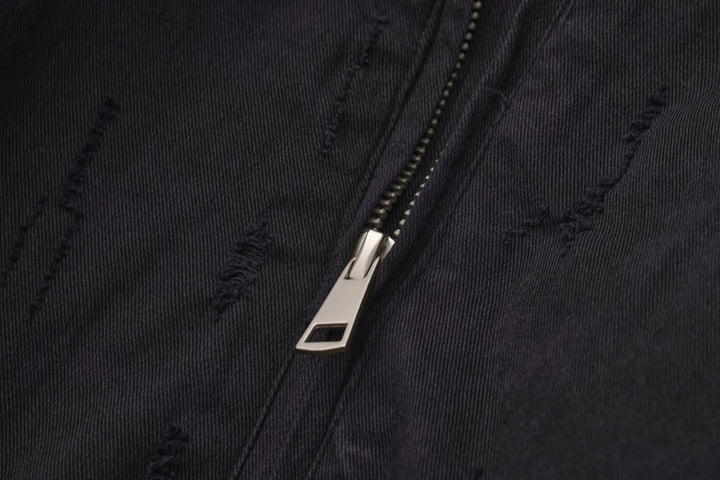 [Nanostudio]Black Oversized Nylon Zip Jacket na2226