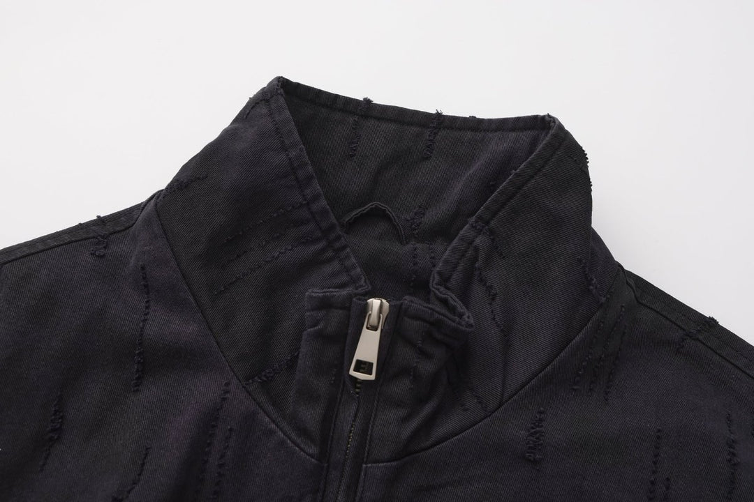 [Nanostudio]Black Oversized Nylon Zip Jacket na2226