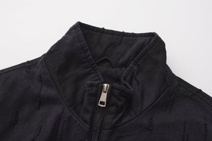 [Nanostudio]Black Oversized Nylon Zip Jacket na2226