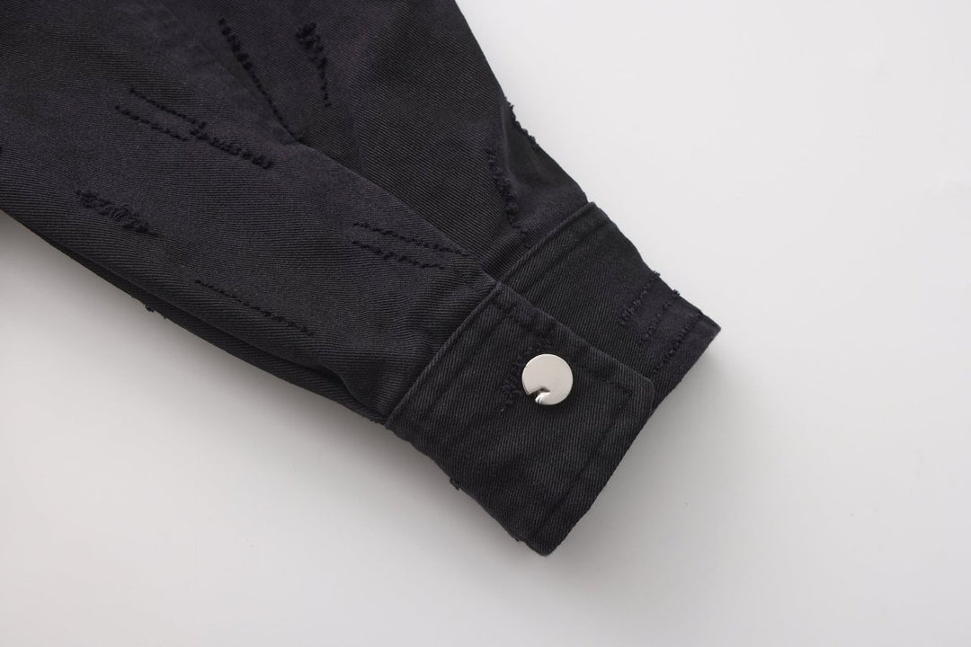 [Nanostudio]Black Oversized Nylon Zip Jacket na2226