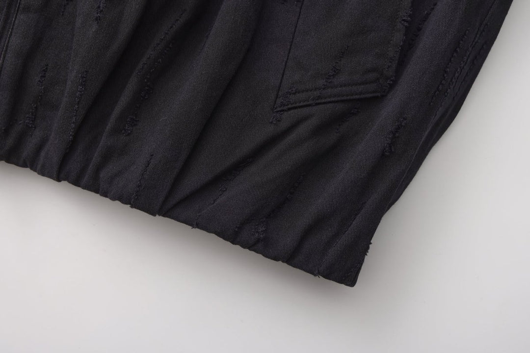 [Nanostudio]Black Oversized Nylon Zip Jacket na2226