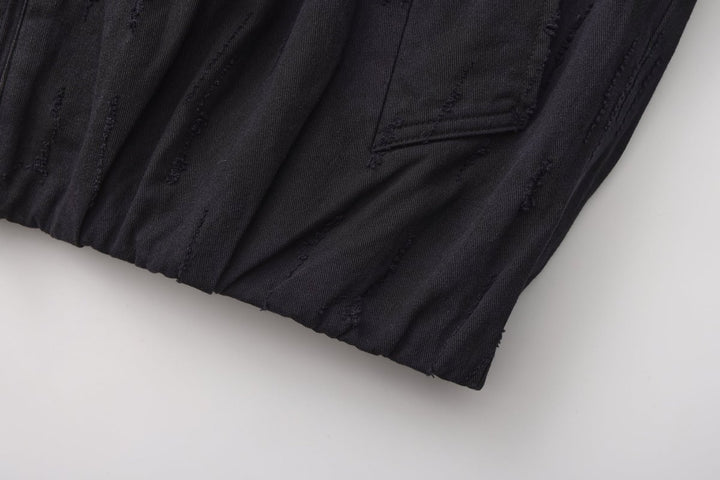 [Nanostudio]Black Oversized Nylon Zip Jacket na2226