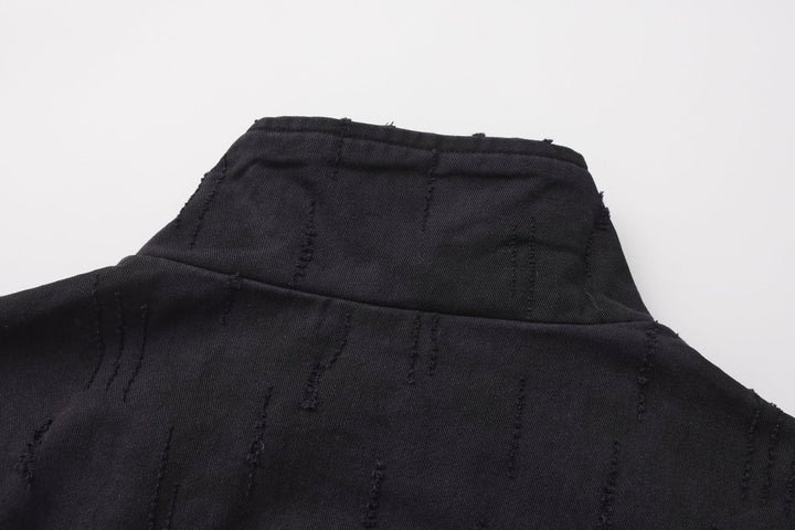 [Nanostudio]Black Oversized Nylon Zip Jacket na2226