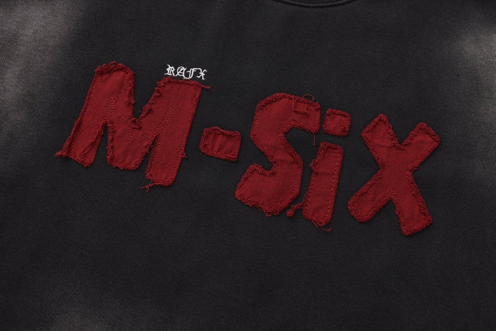 【Nanostudio】M-SIX 프린지 로고 크루넥 스웨트셔츠 na2205