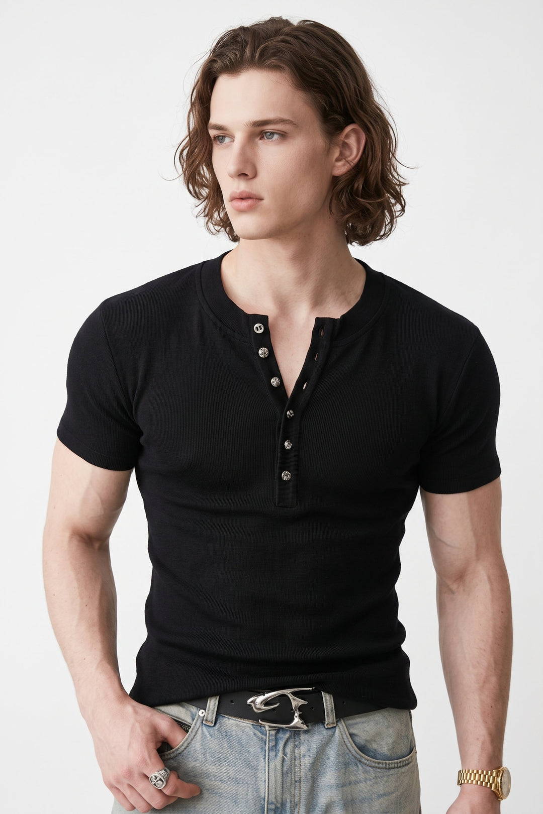 Henley Neck T-Shirt  na2706