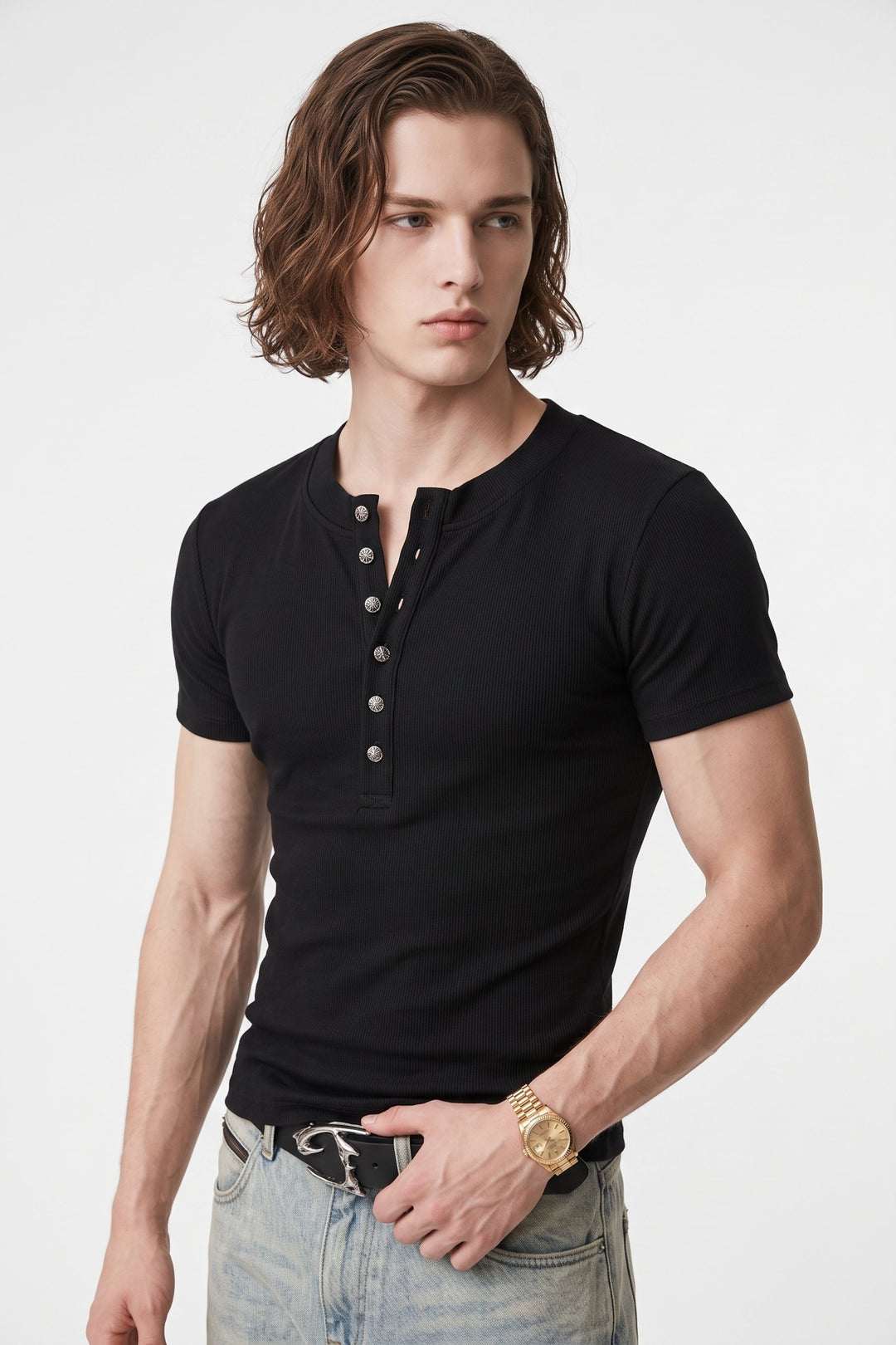 Henley Neck T-Shirt  na2706