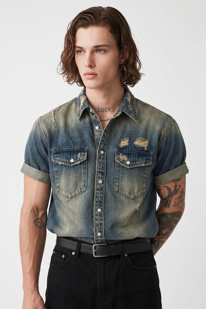 Distressed Denim Shirt