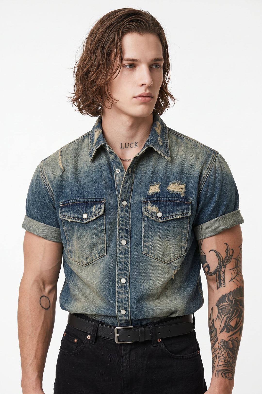 Distressed Denim Shirt