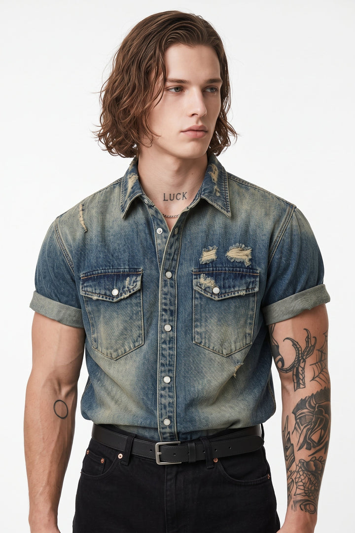 Distressed Denim Shirt
