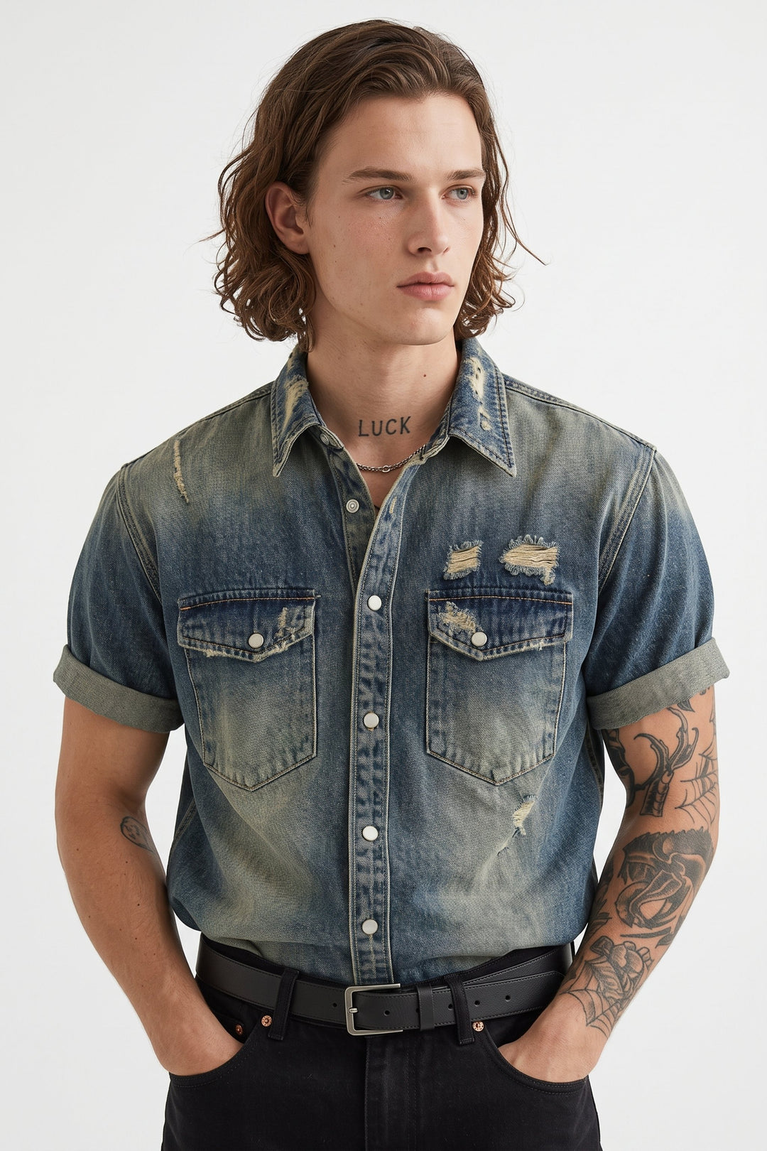 Distressed Denim Shirt
