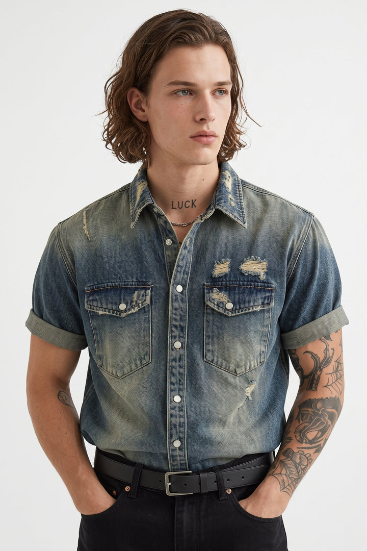 Distressed Denim Shirt