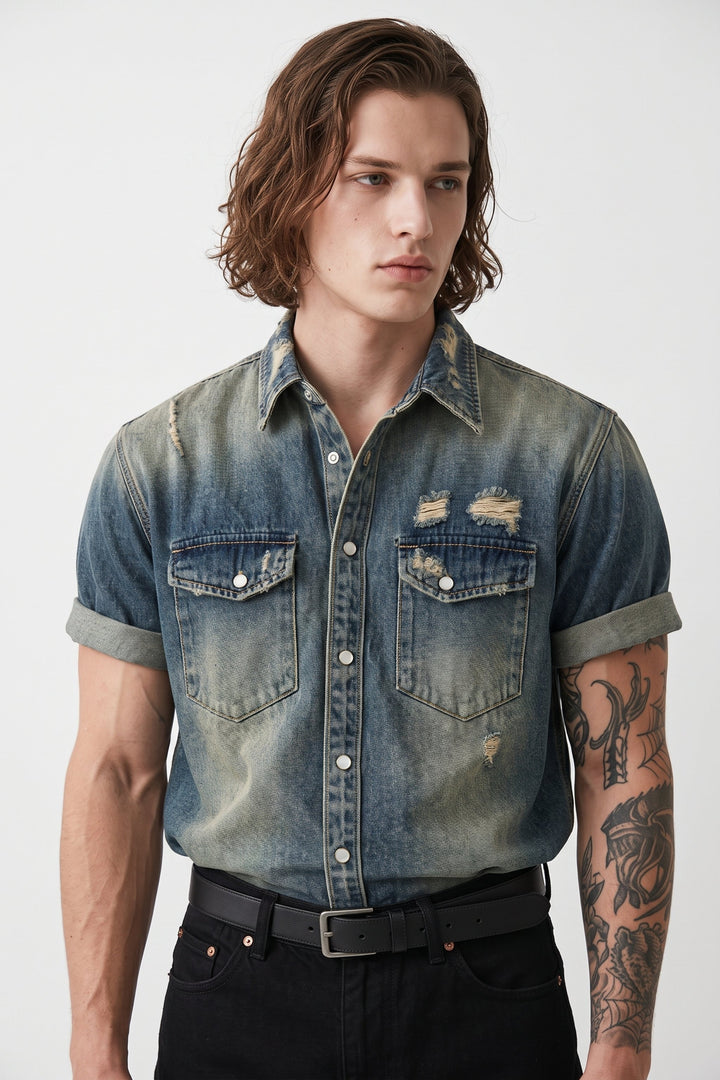 Distressed Denim Shirt
