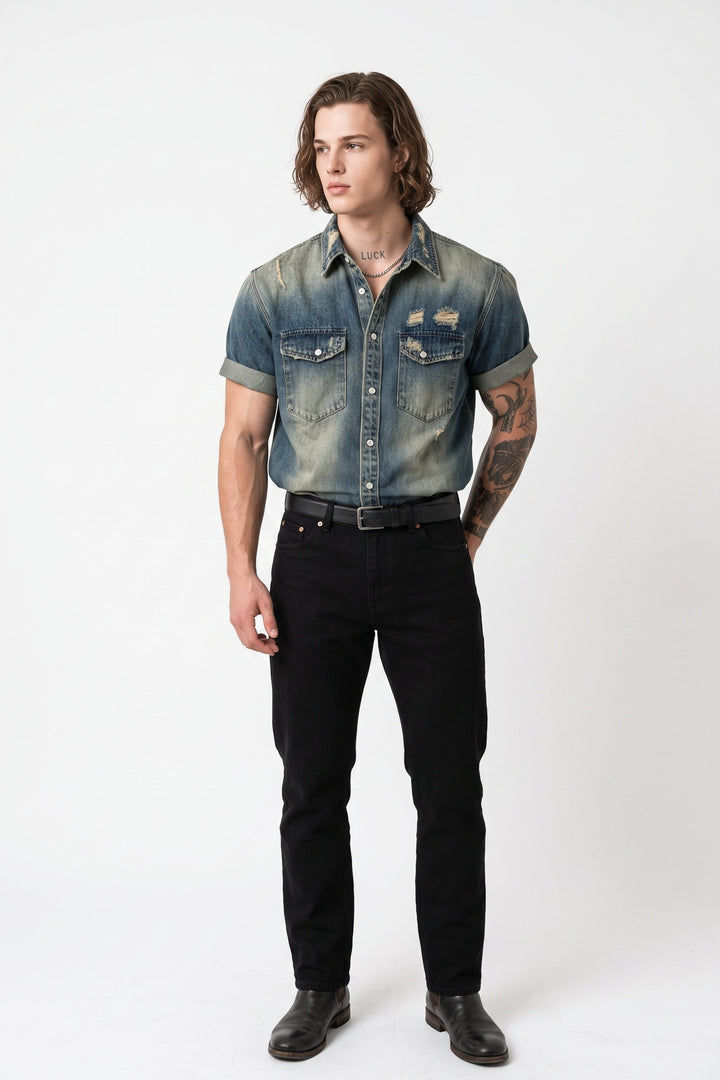 Distressed Denim Shirt