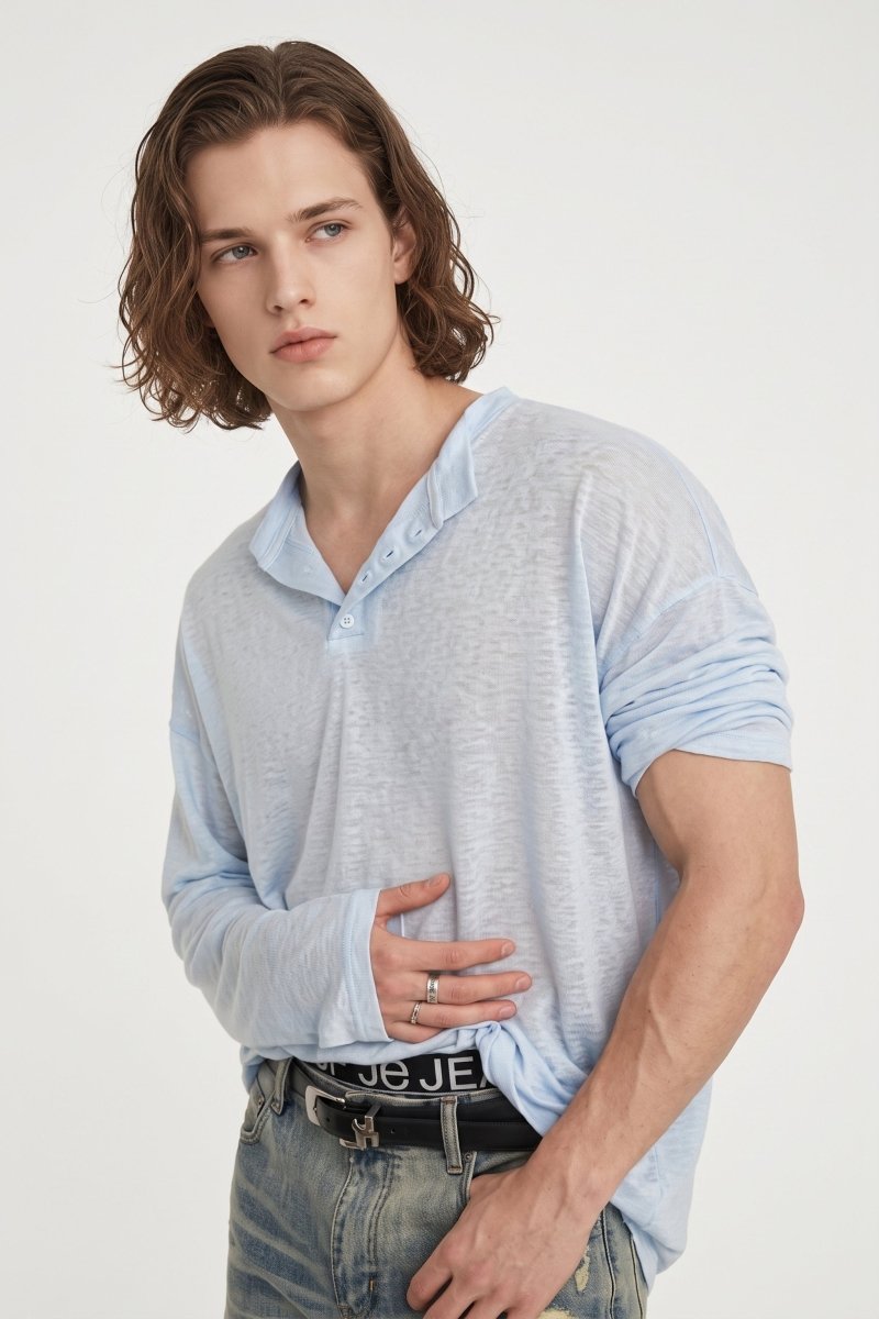 henry neck T-shirt na2546