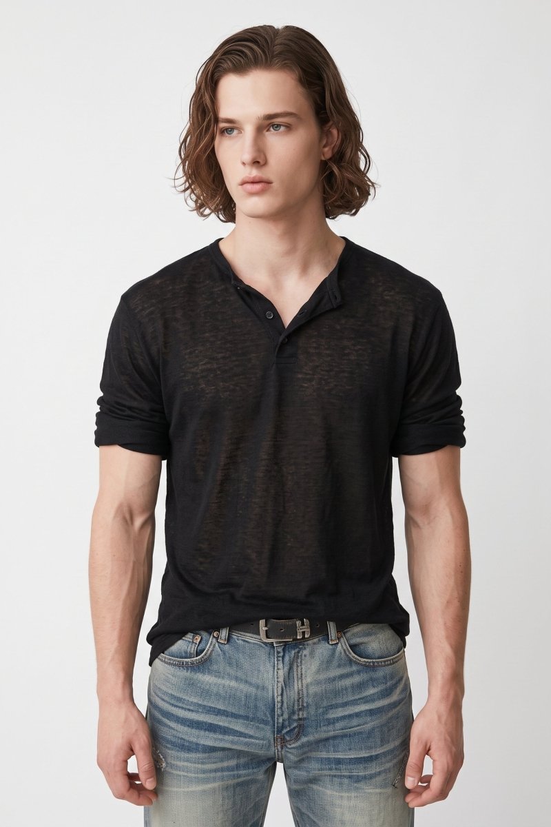 henry neck T-shirt na2546