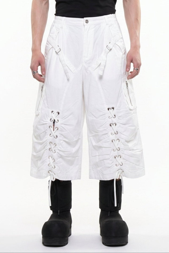 Distressed Denim Knee-Length Shorts na2601