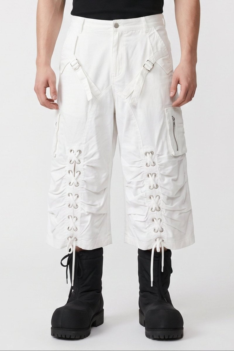 Distressed Denim Knee-Length Shorts na2601