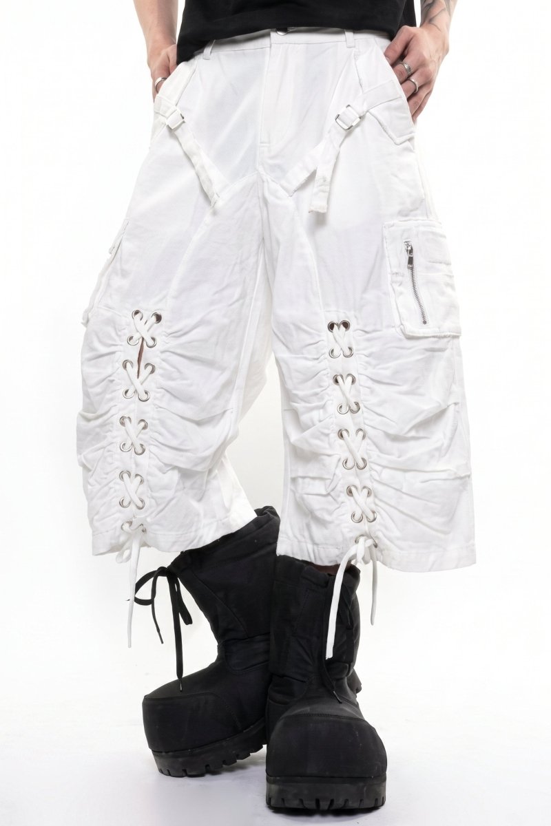 Distressed Denim Knee-Length Shorts na2601
