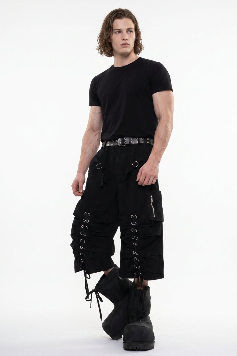 Distressed Denim Knee-Length Shorts na2601
