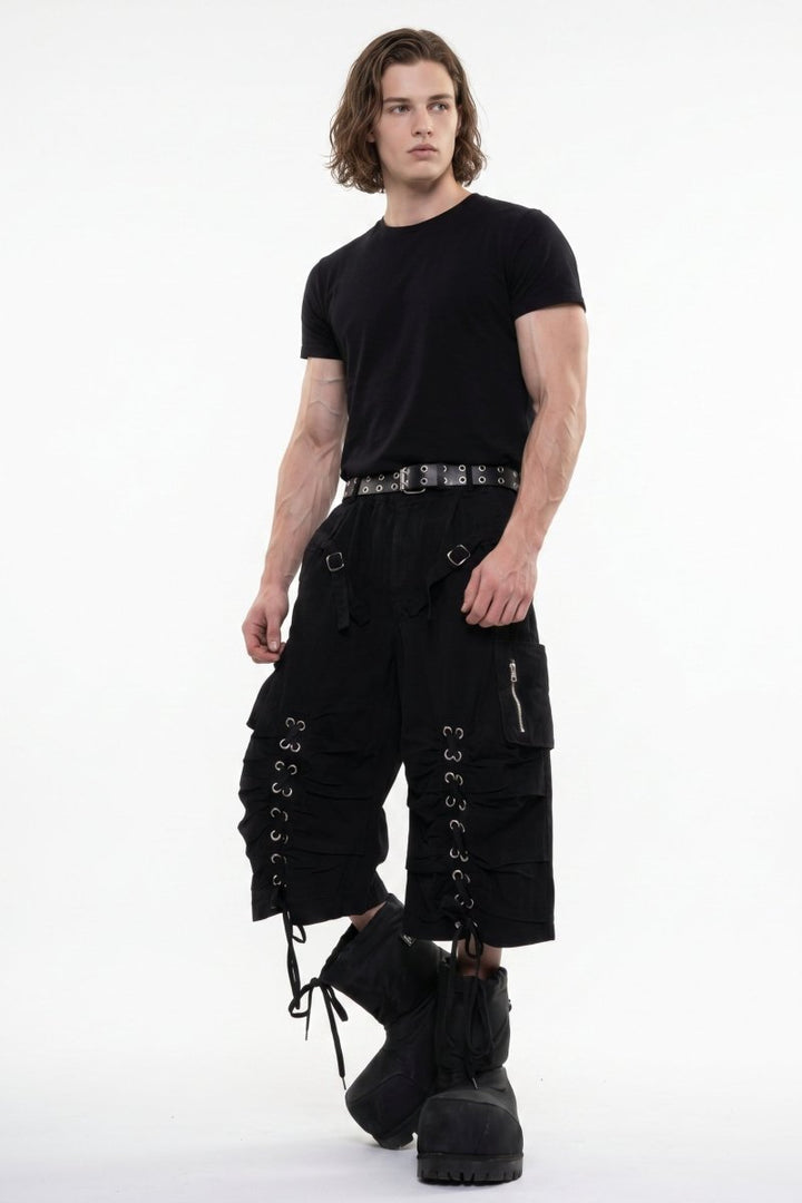 Distressed Denim Knee-Length Shorts na2601