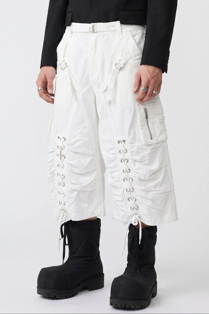 Distressed Denim Knee-Length Shorts na2601