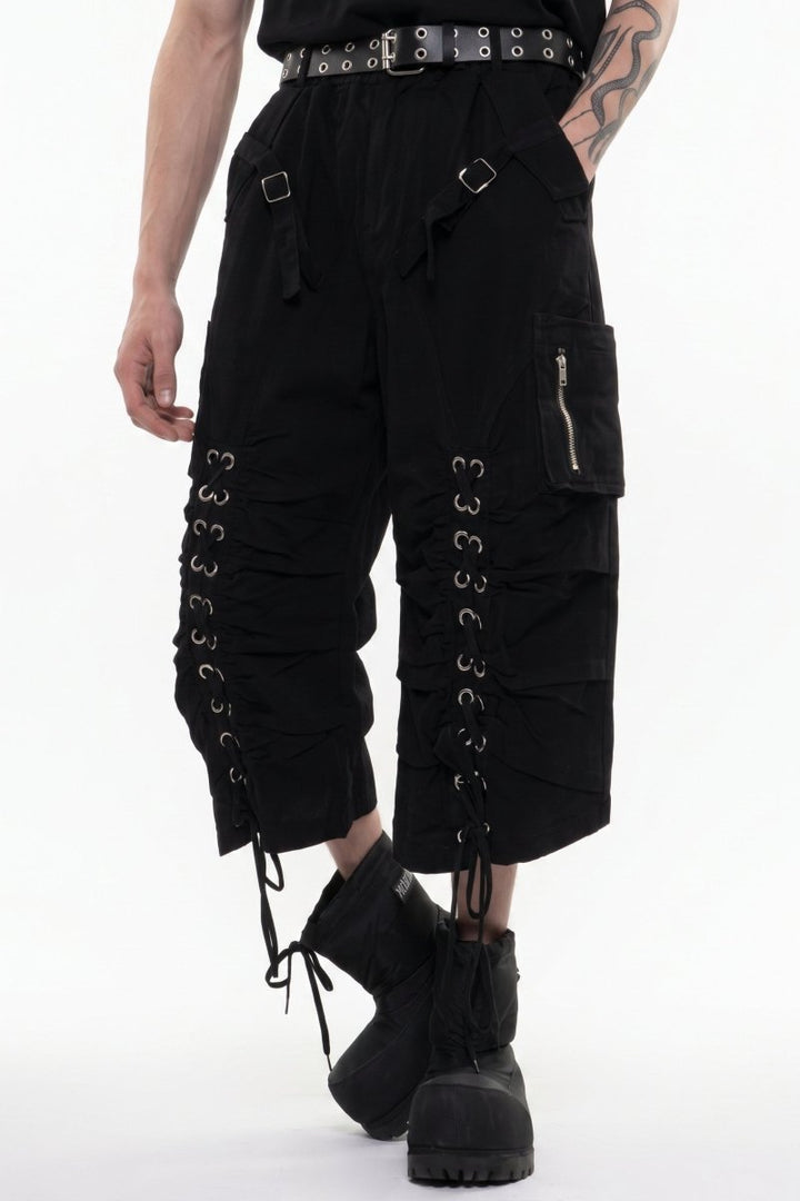 Distressed Denim Knee-Length Shorts na2601
